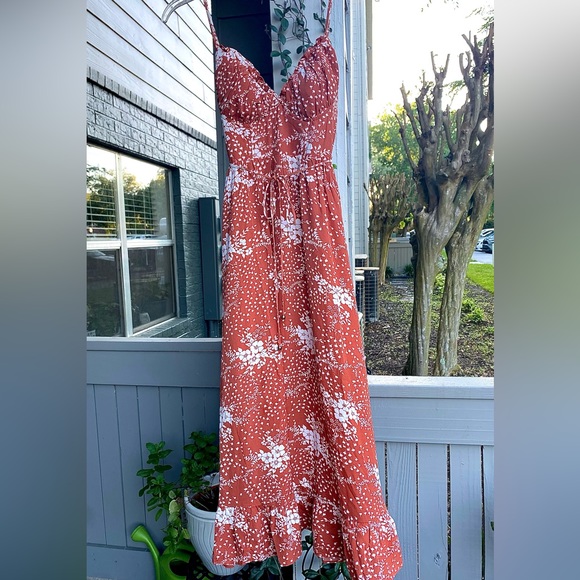 Orange Floral Maxi Dress - Picture 4 of 5